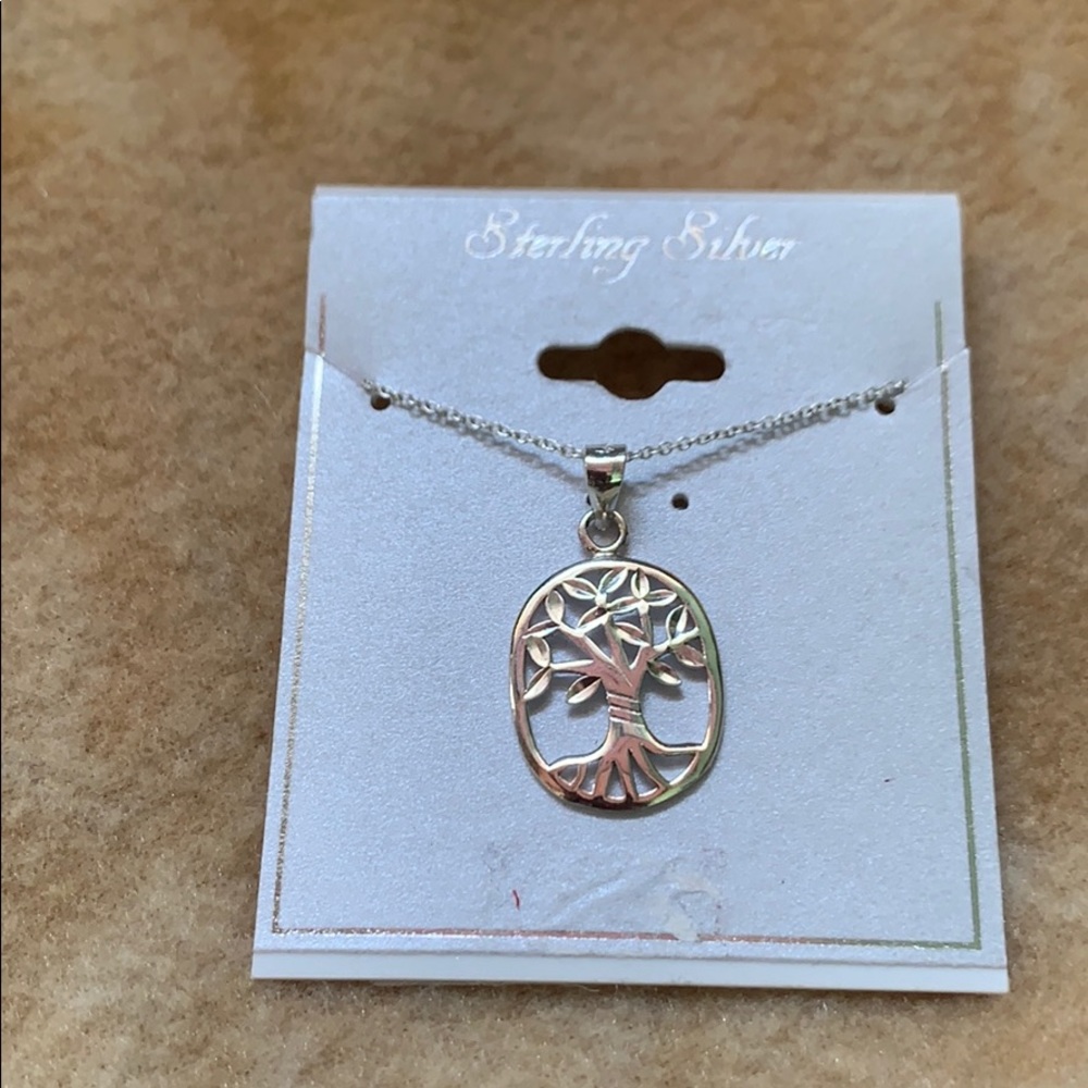 Sterling Silver Tree Charm and Necklace